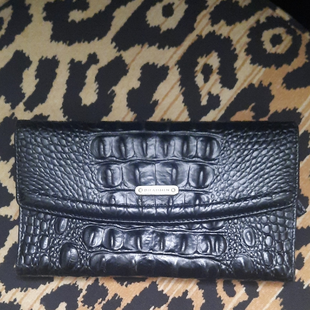Brahmin Black Crocodile-Embossed Wallet